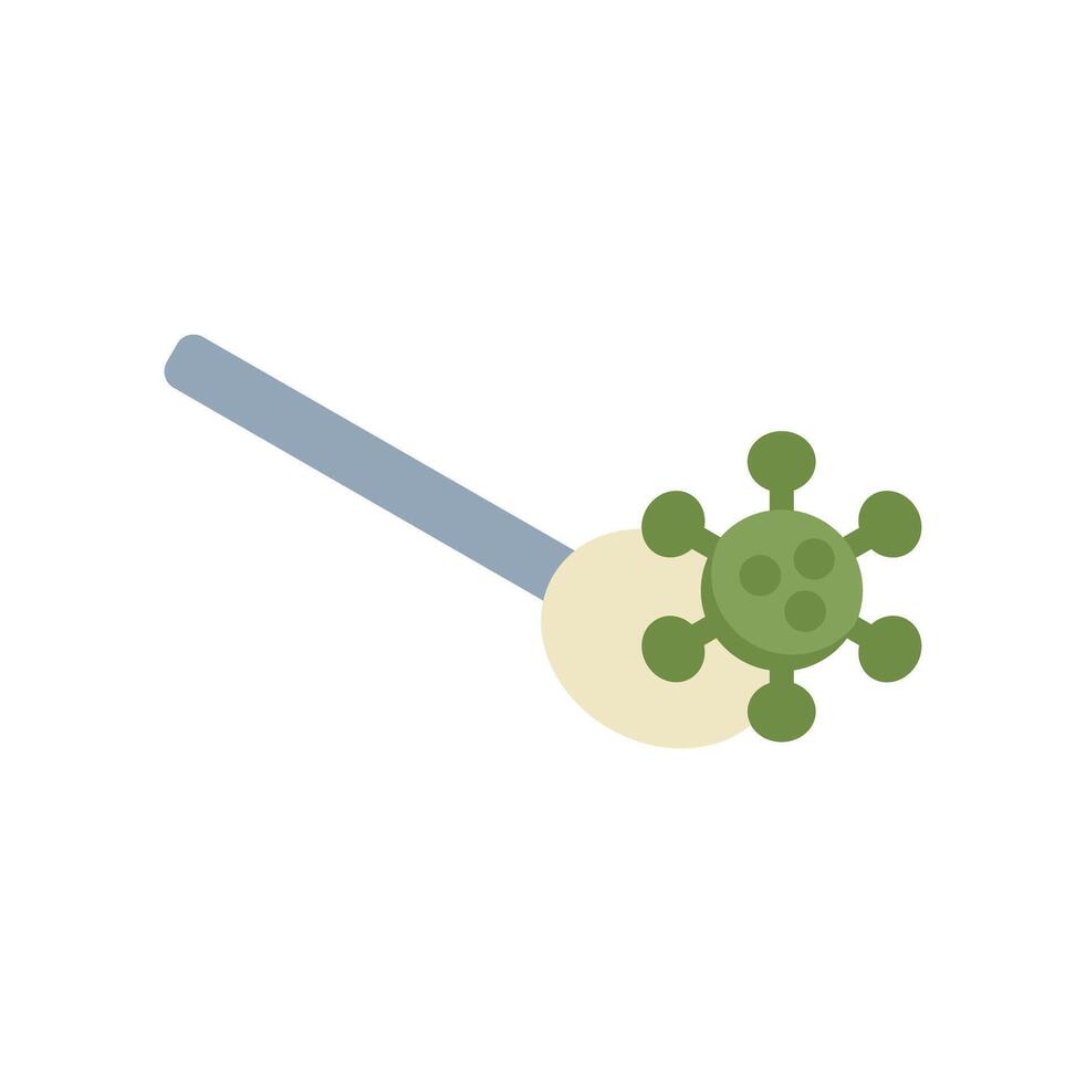 Cotton swab taking sample of green virus for medical analysis vector