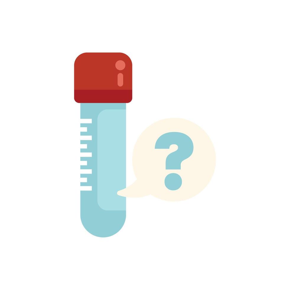 Medical test tube with question mark symbol representing scientific mystery vector