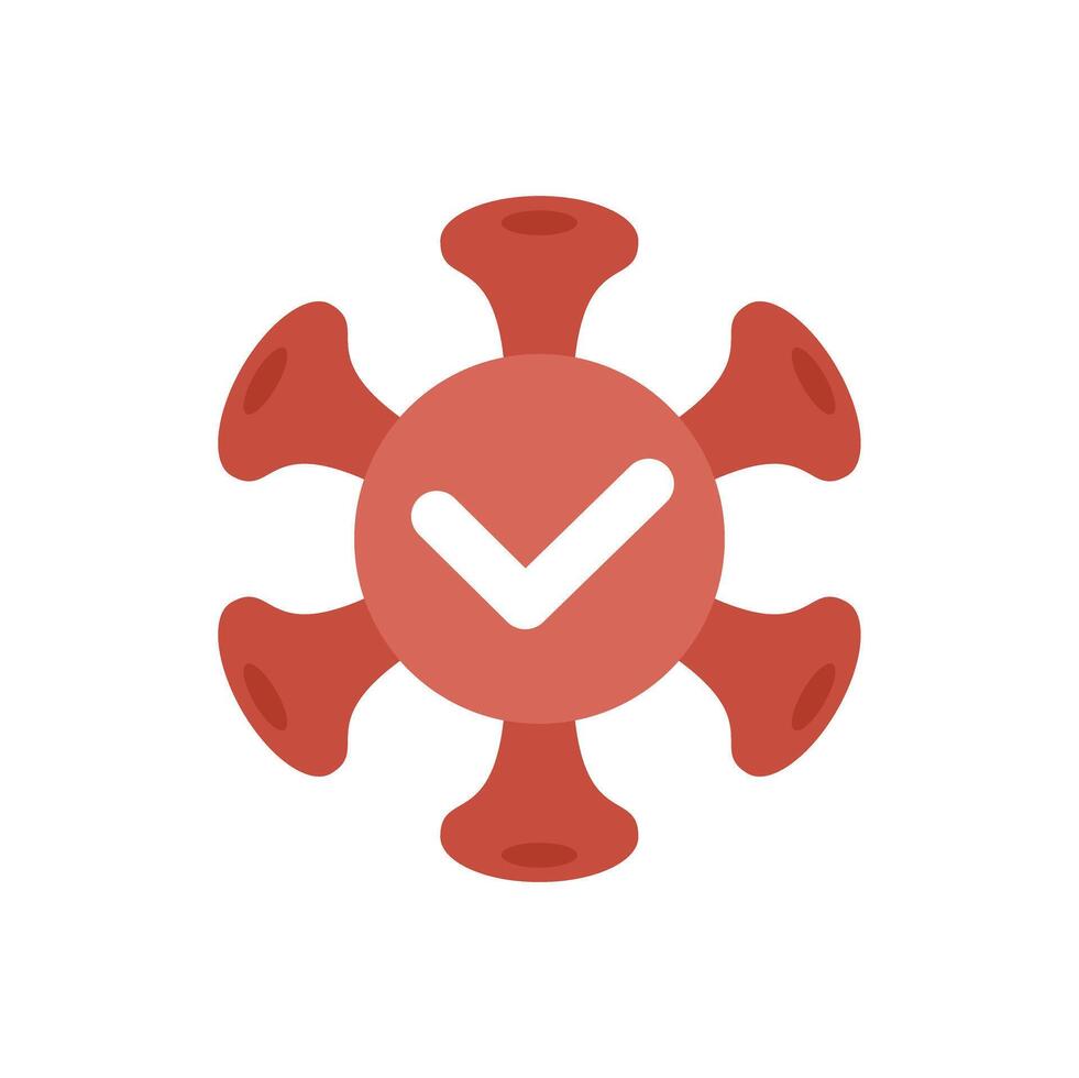 Coronavirus showing check mark presenting virus victory vector