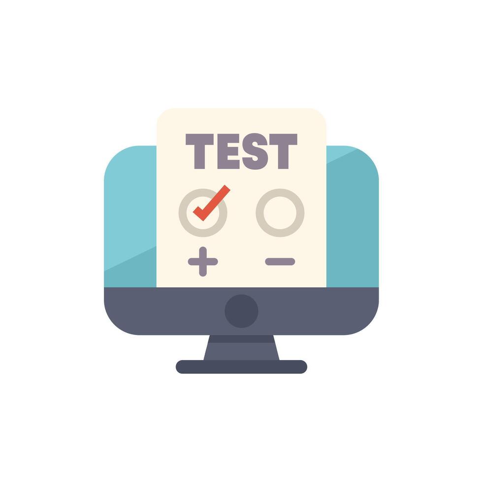 Online test showing checkmark on computer screen vector