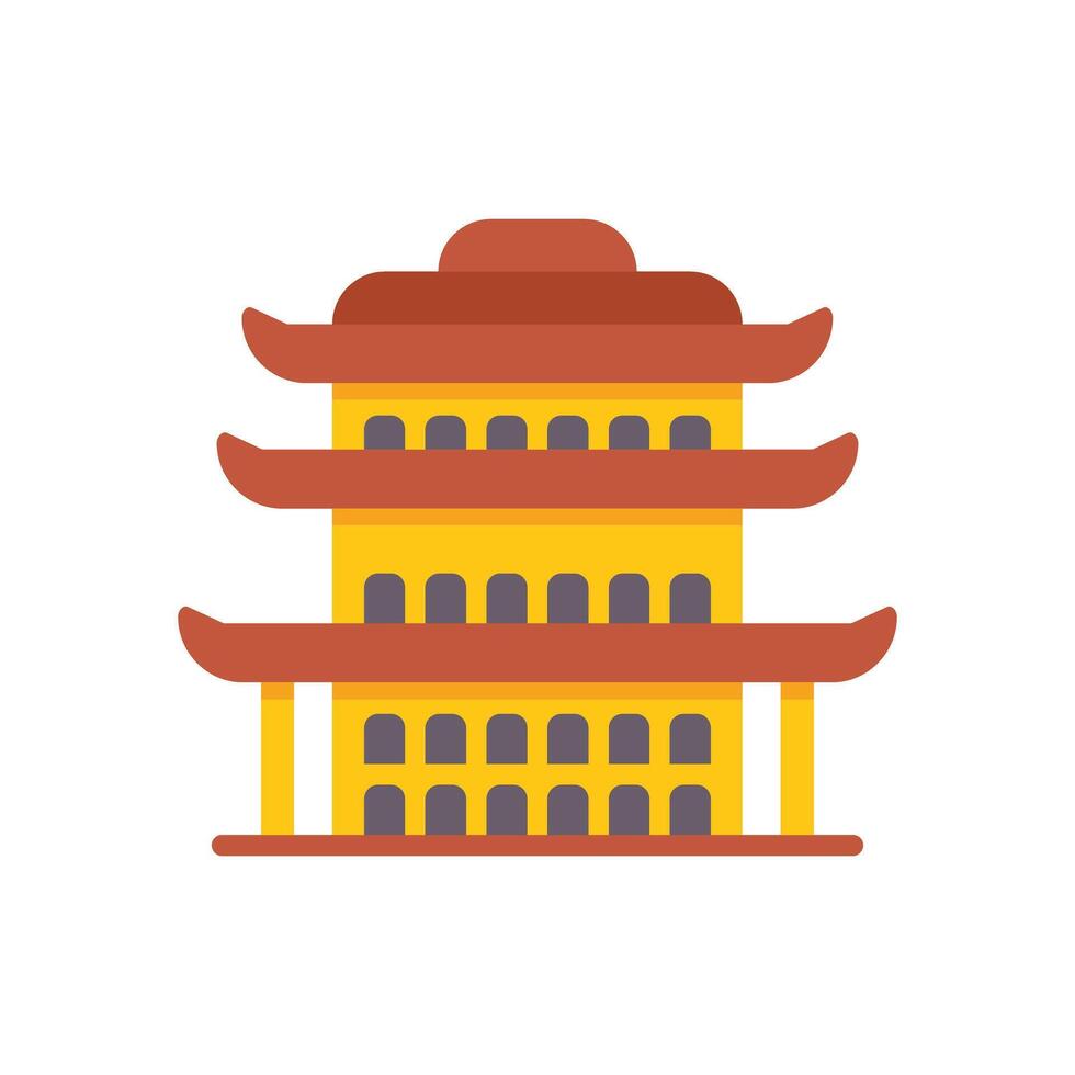 Traditional three story pagoda building representing asian architecture vector