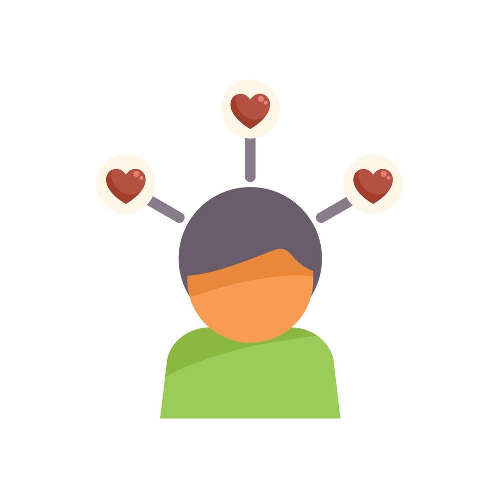 Man choosing between three hearts representing potential love interests vector