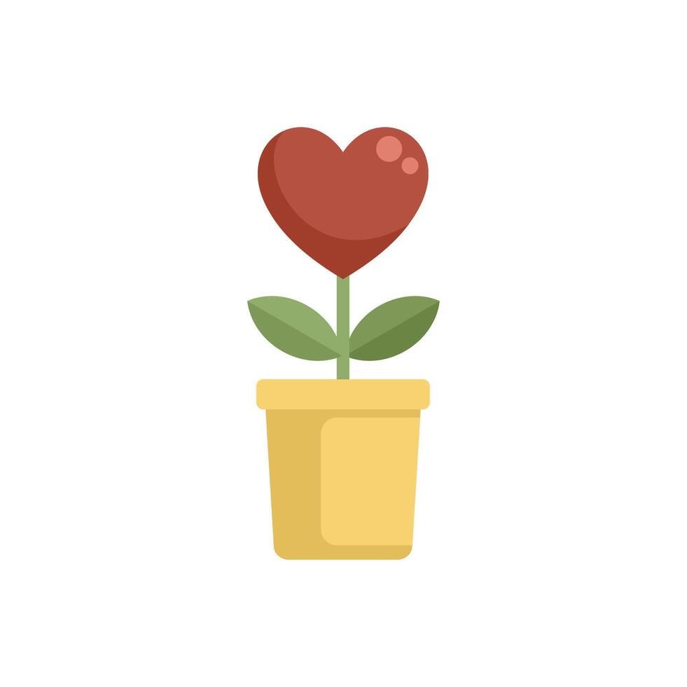 Single red heart growing in a plant pot vector