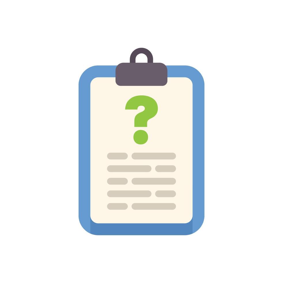 Clipboard showing question mark on paper for examination vector