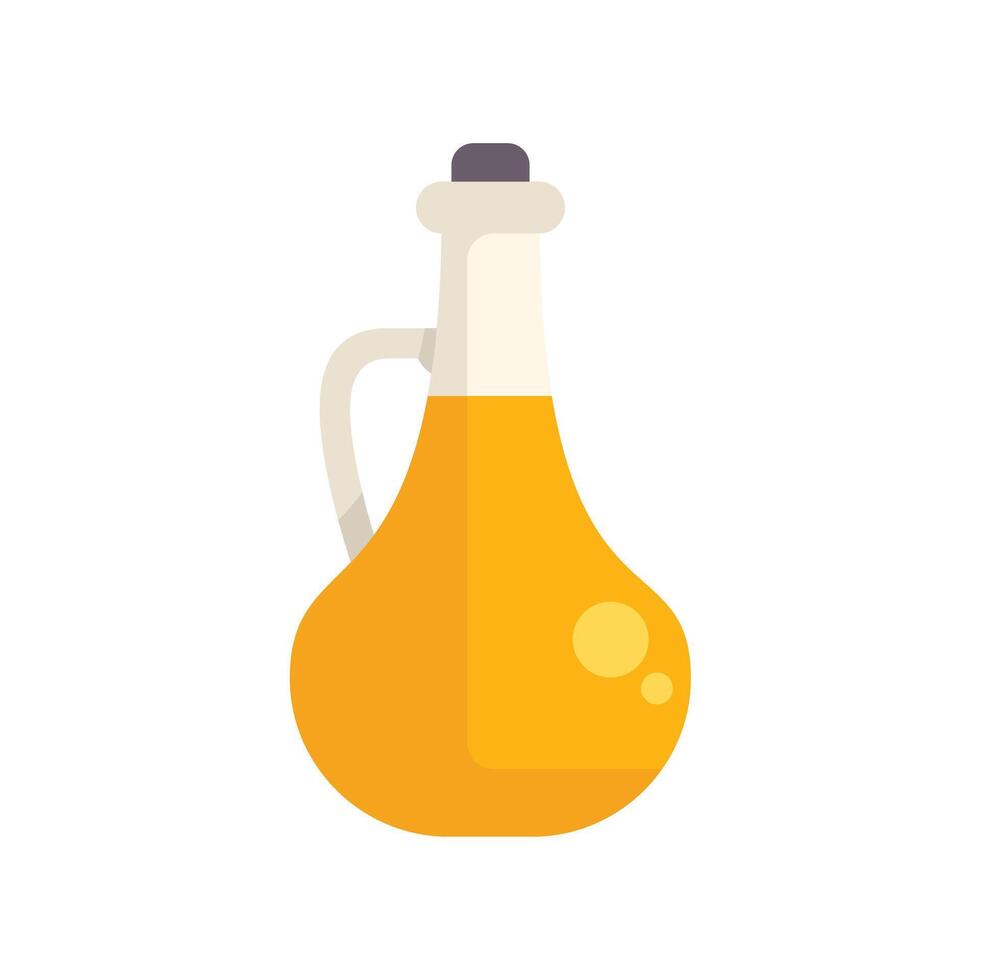 Glass jug containing sunflower oil with handle for easy pouring vector