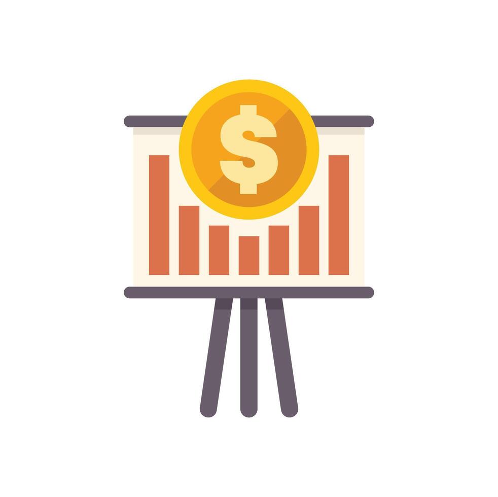 Presentation of financial report showing growth with a big dollar coin vector