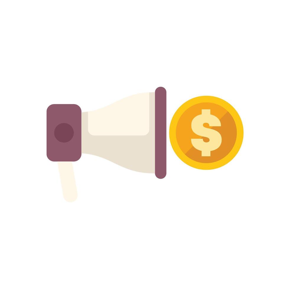 Megaphone announcing big money income through loudspeaker vector