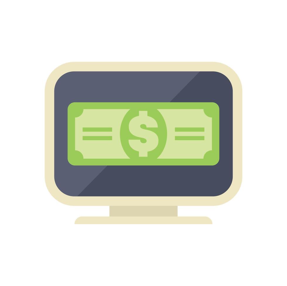 Computer screen displaying dollar bill for online banking and finance vector