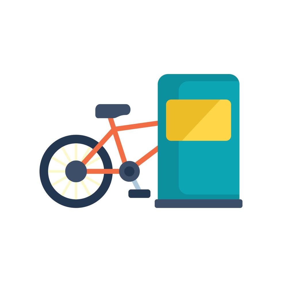 Orange bicycle parked next to blank city information panel vector