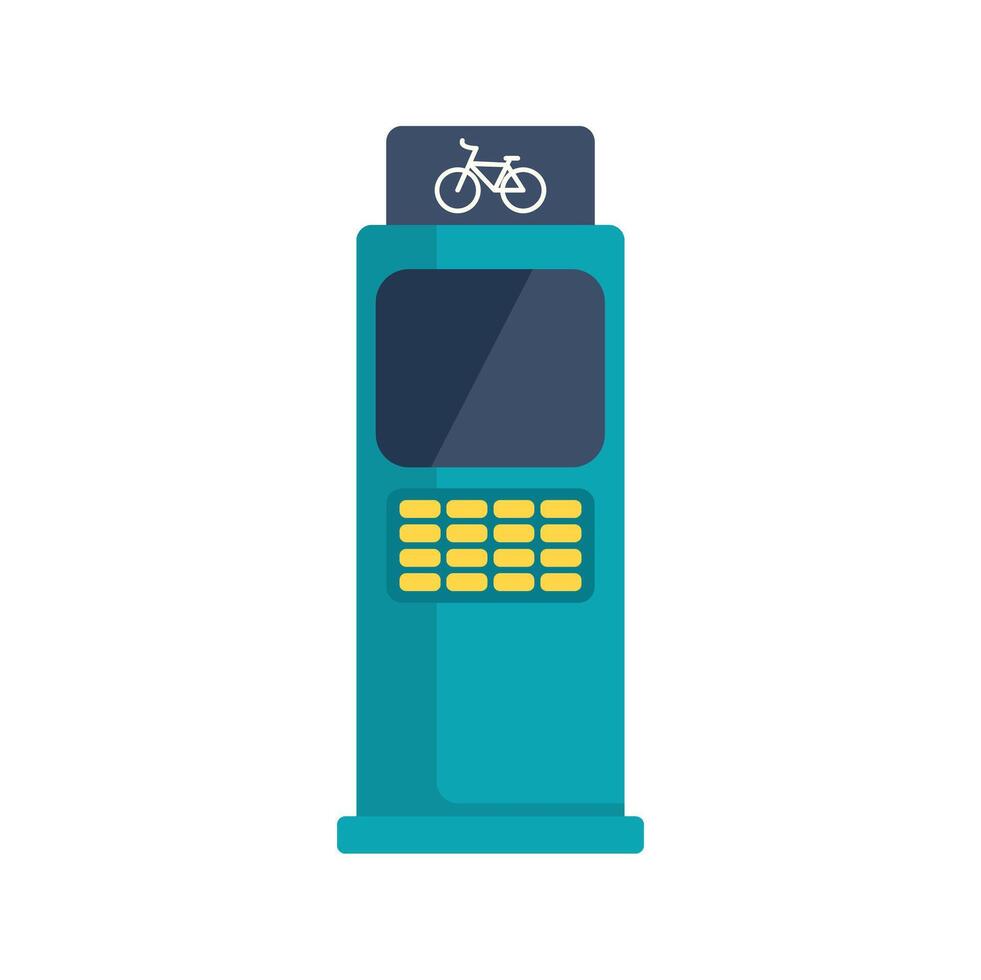 Bike sharing station terminal showing blank screen for rent service vector
