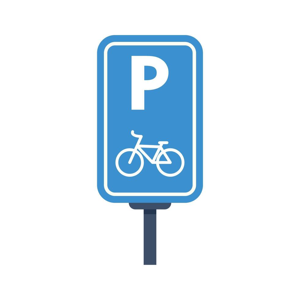 Blue bicycle parking sign indicating bike parking area vector