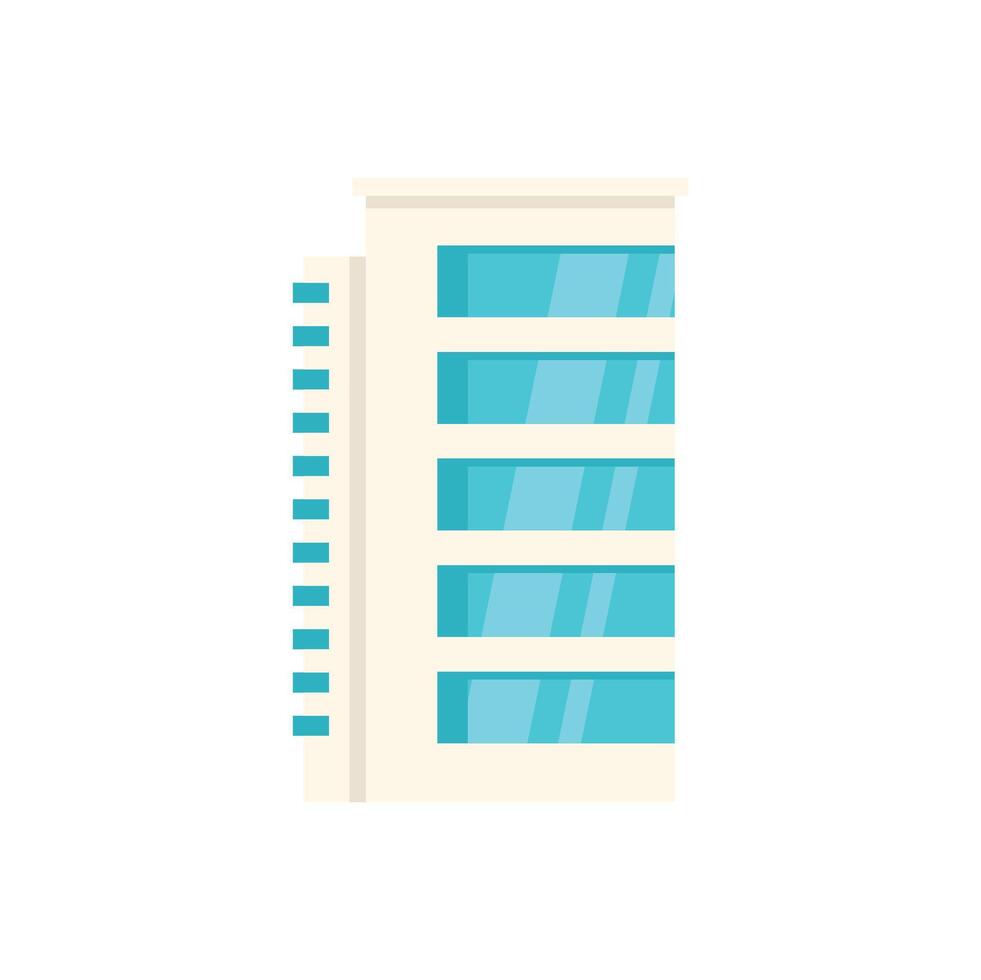 Modern office building with large glass windows reflecting blue sky vector