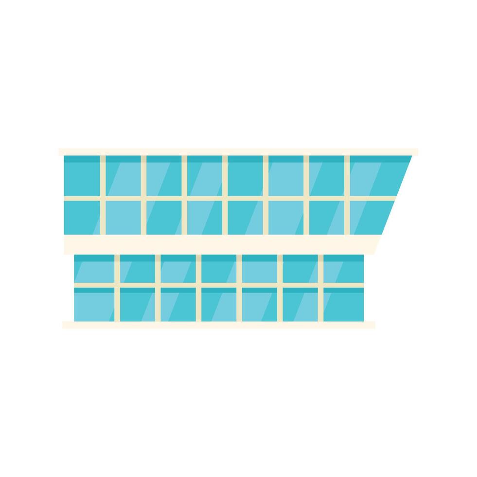 Modern office building with large glass windows reflecting blue sky vector