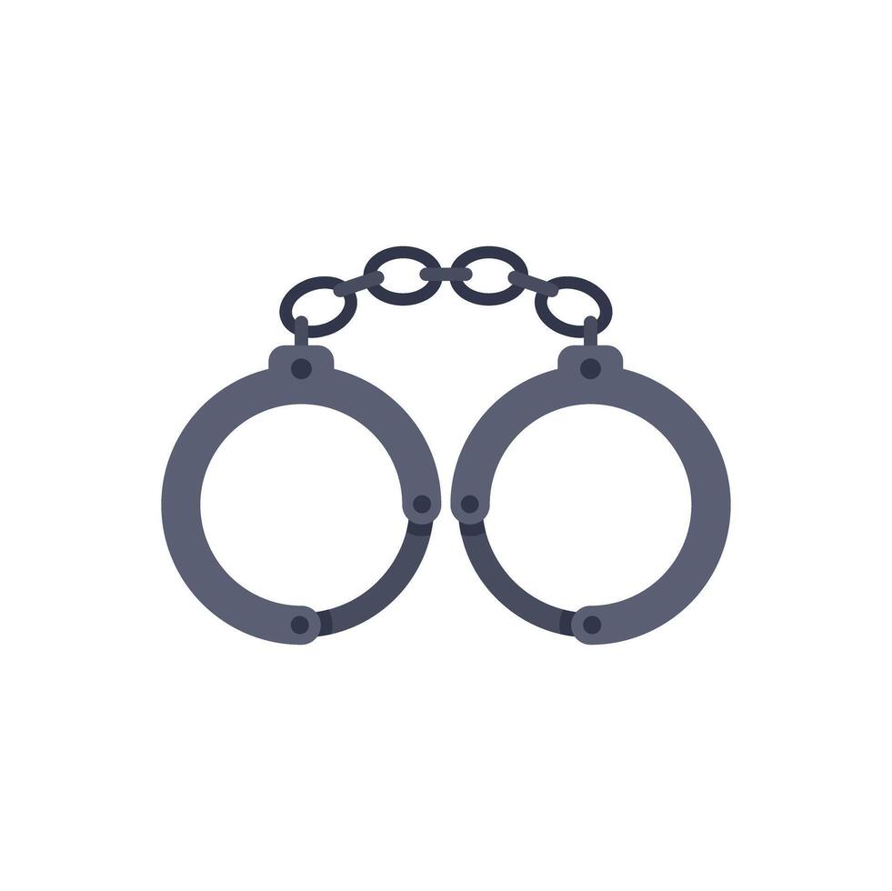 Steel handcuffs restraining on white background vector