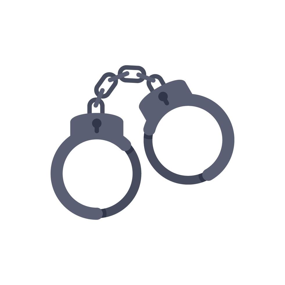 Pair of metal handcuffs restraining freedom and justice vector