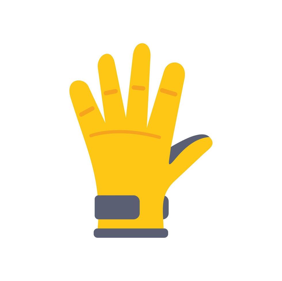 Yellow open hand wearing work glove showing five fingers vector