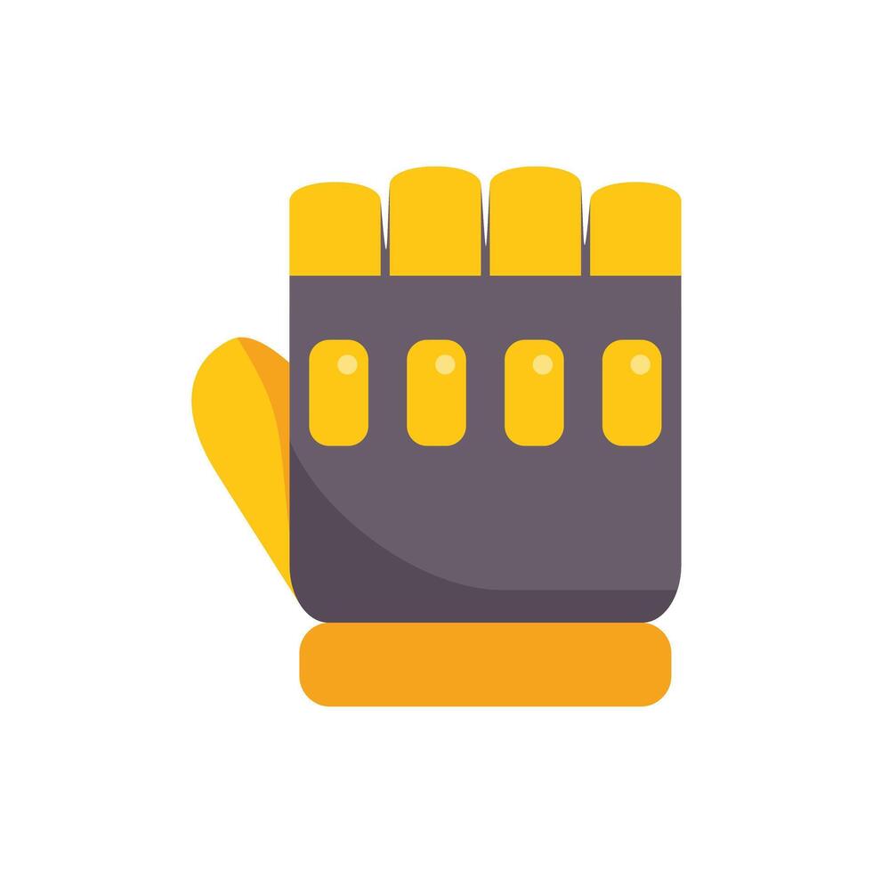 Yellow and grey working glove protecting hand with open fingers on white background vector