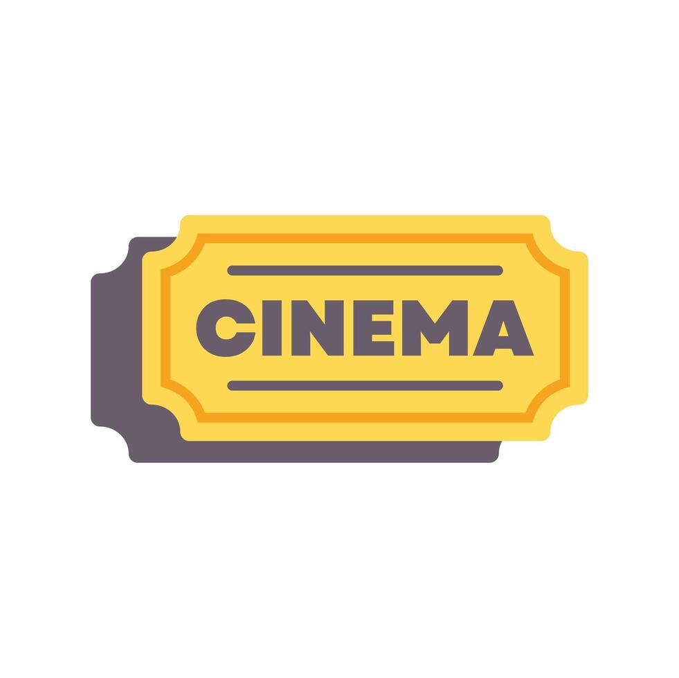 Yellow cinema ticket admitting one guest to movie showing vector