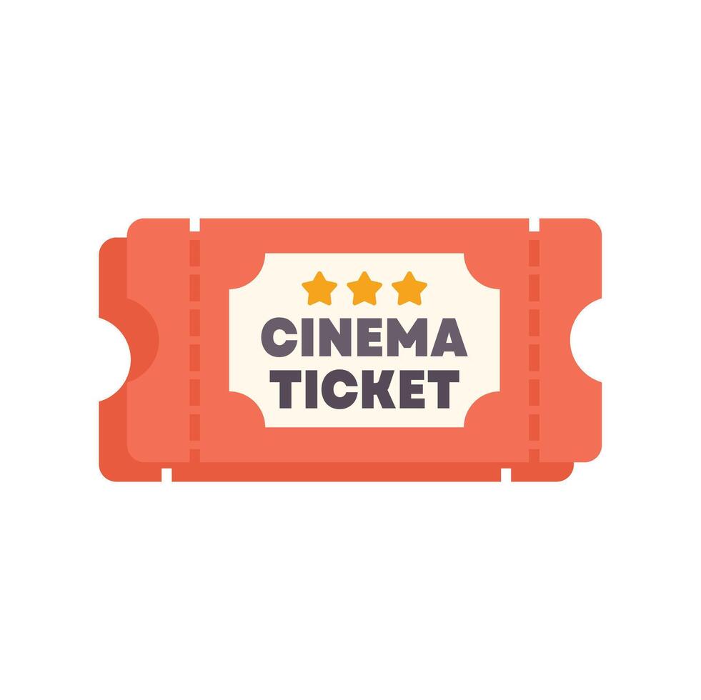Cinema ticket admitting to movie premiere with five stars rating vector