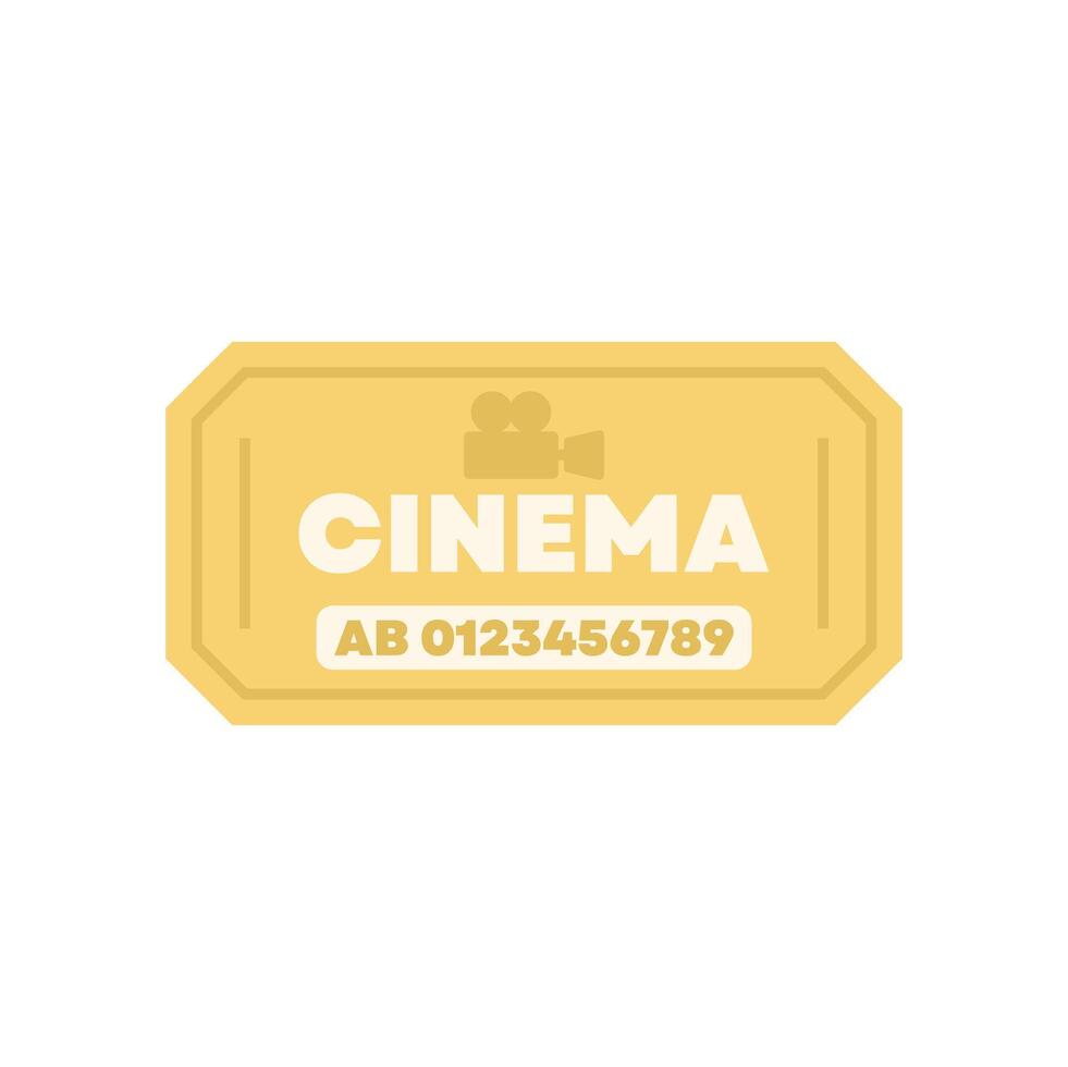 Yellow cinema ticket admitting access to movie theater with numbered seating vector