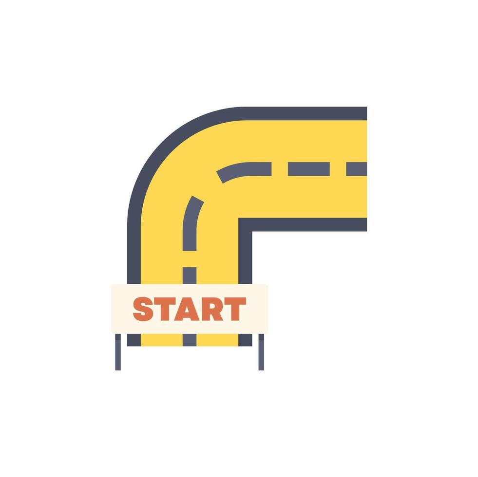 Winding road leading to start line icon vector illustration
