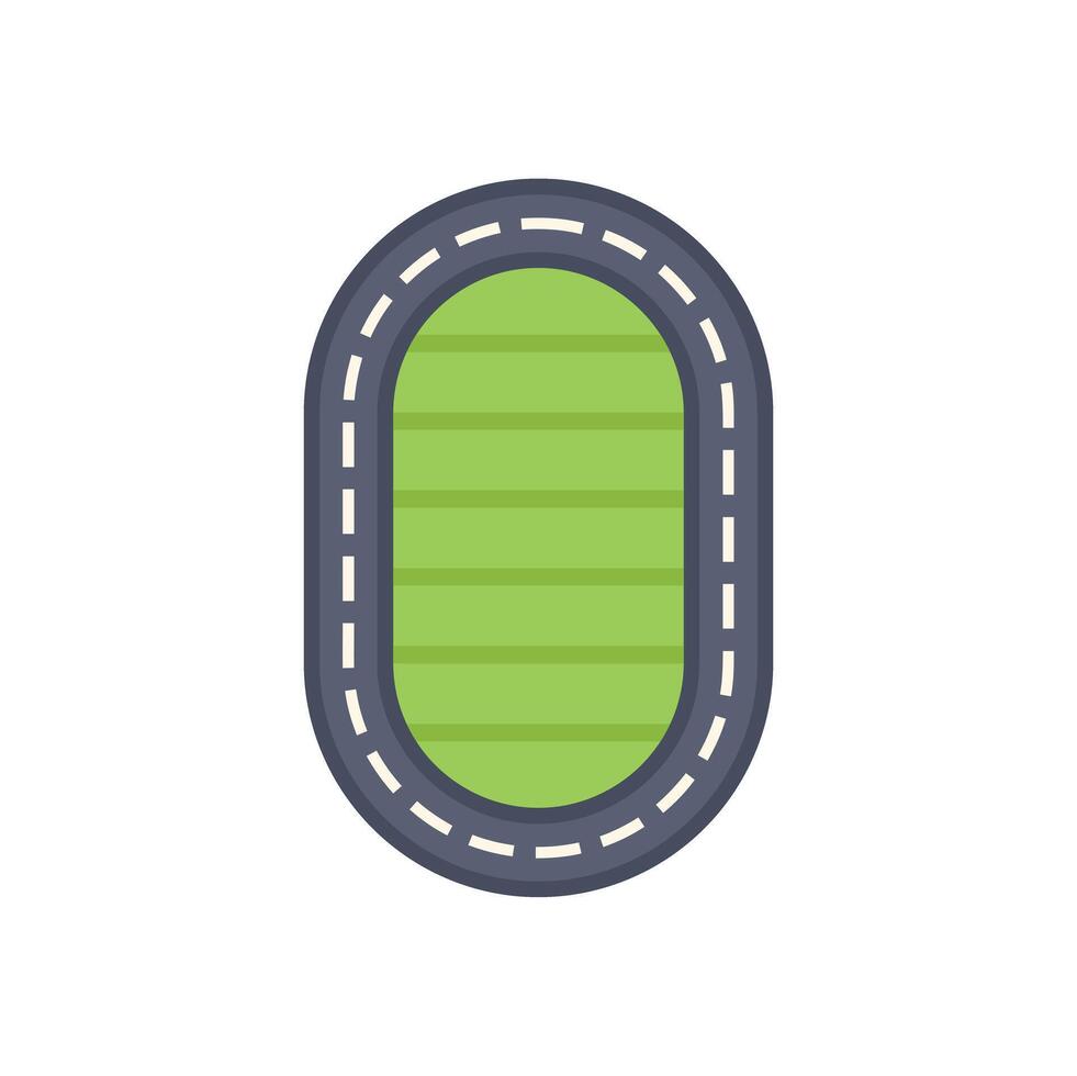 Oval race track surrounded by grass field vector