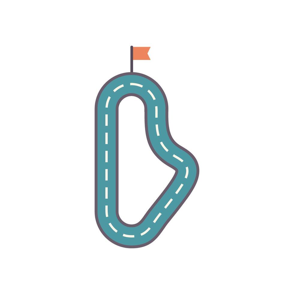 Winding road leading to a finish line flag vector