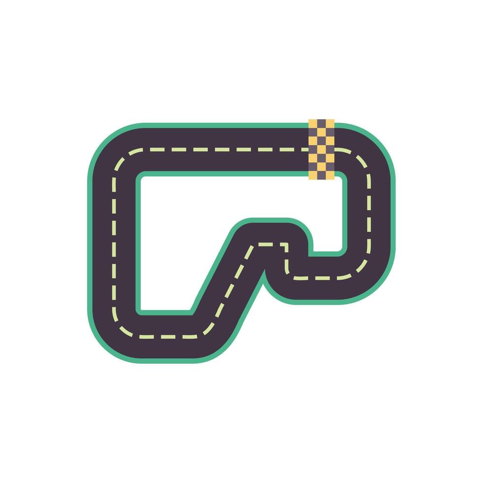 Race track road with checkered finish line showing path to success vector