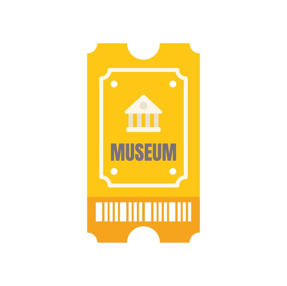 Yellow museum ticket allowing entry to cultural institution vector