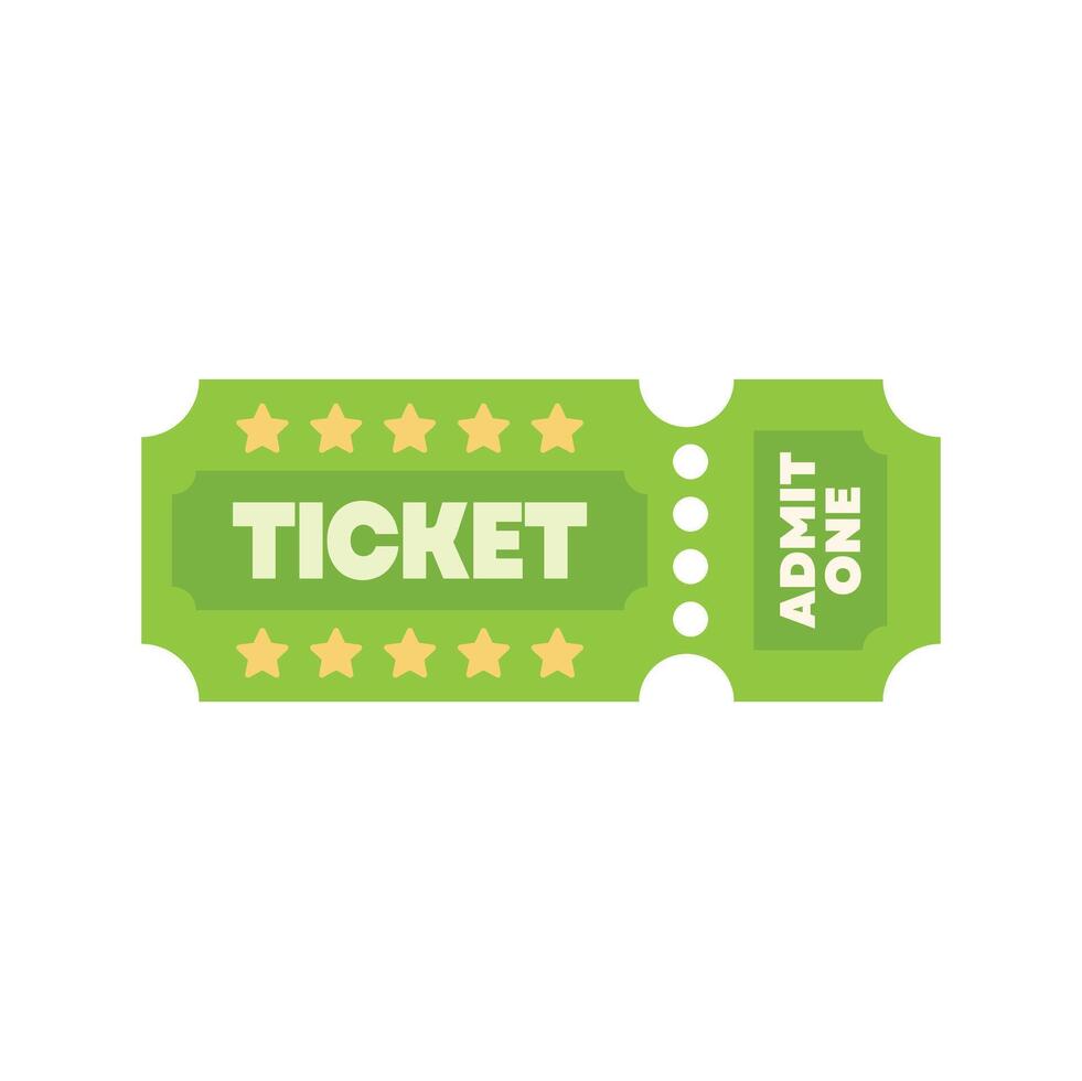 Green admit one ticket with stars giving access for one person vector