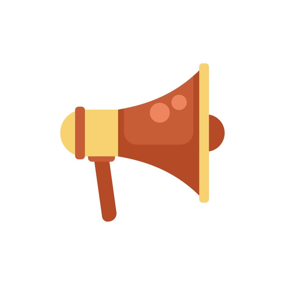 Brown and yellow megaphone making announcement vector