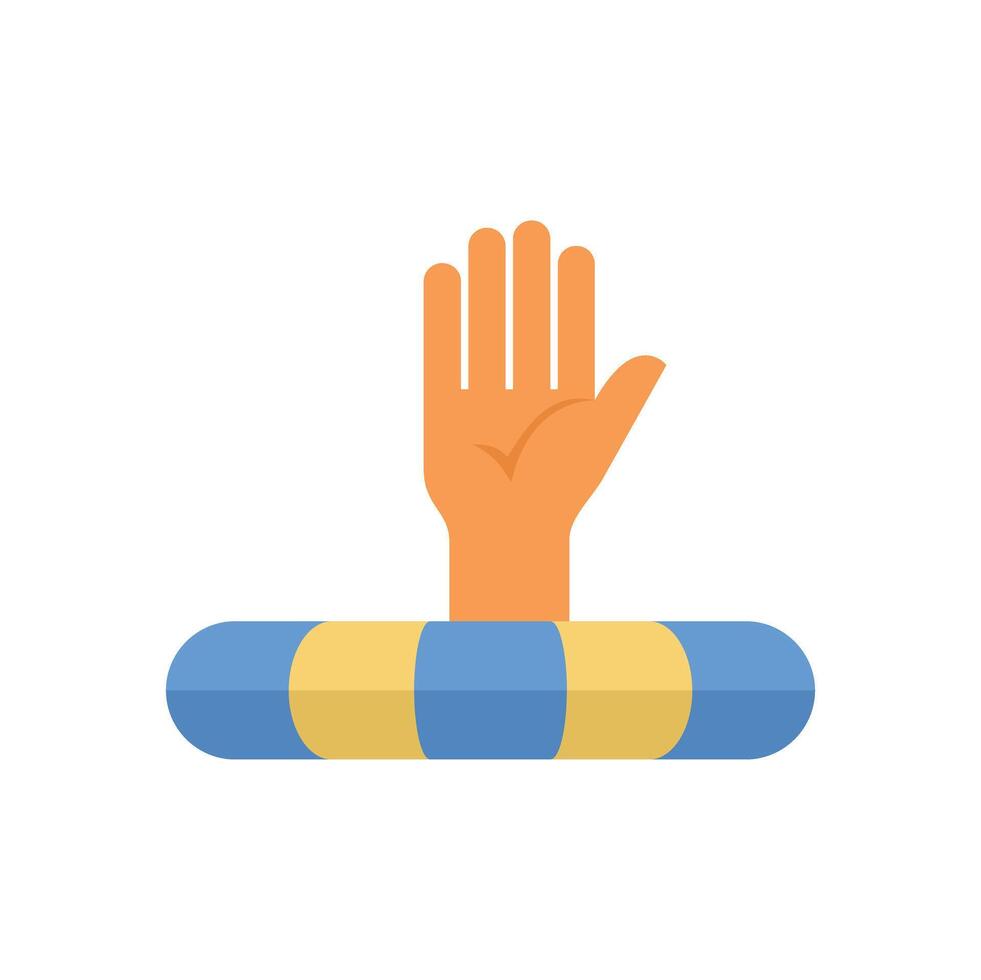 Hand reaching out for help holding on to a lifebuoy vector