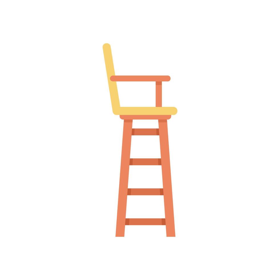 Wooden lifeguard chair standing on white background vector
