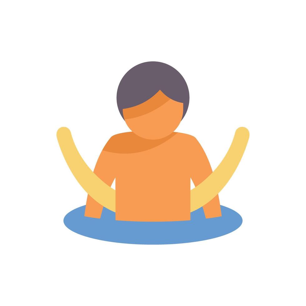 Boy swimming with inflatable armbands in the water vector