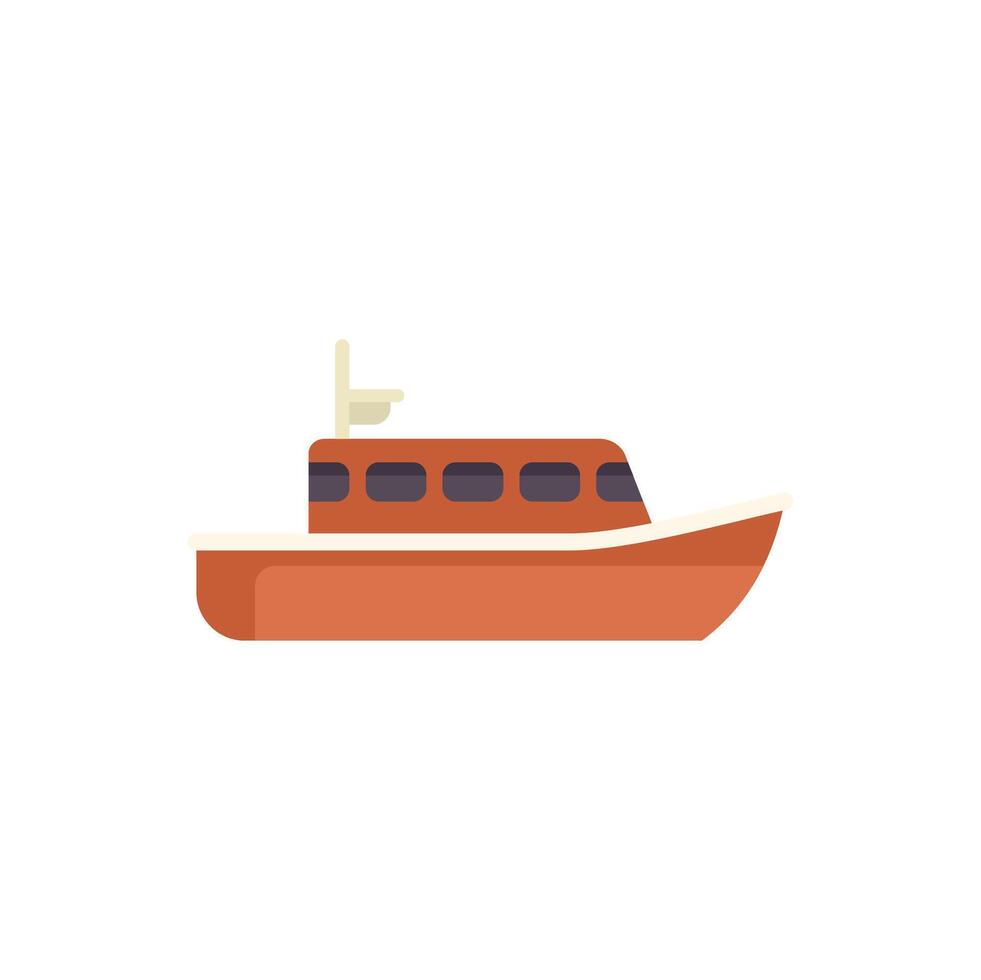 Orange rescue boat sailing on water side view vector
