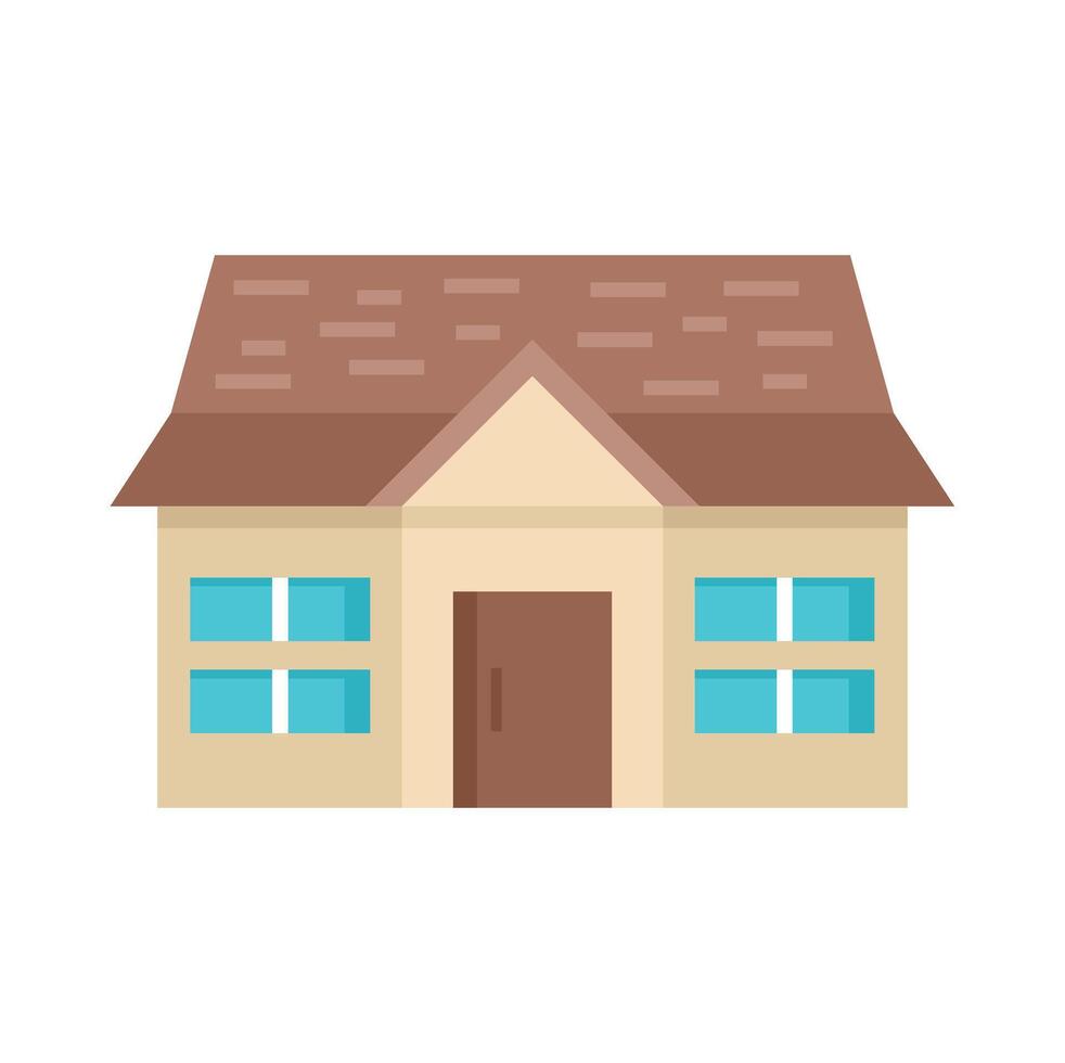 Modern suburban house with brown roof and windows displaying minimalist design vector