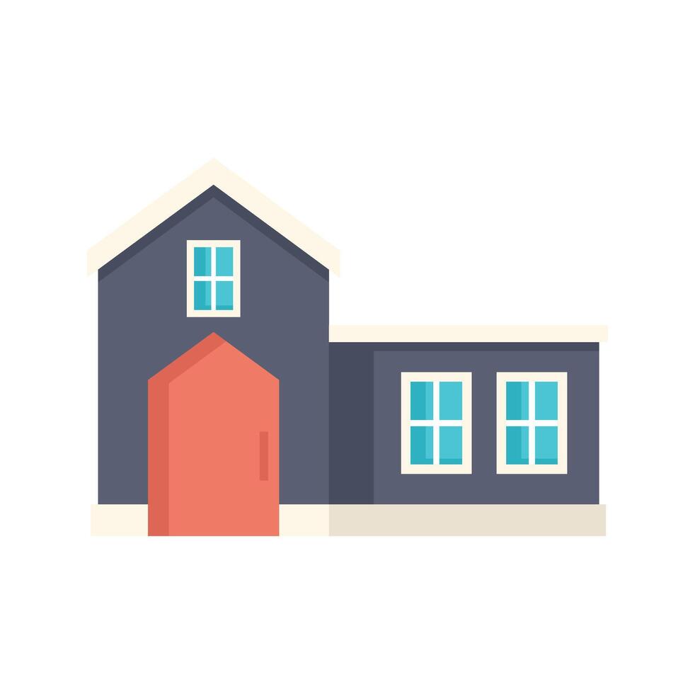 Modern suburban house with gable roof and large windows, a vector illustration