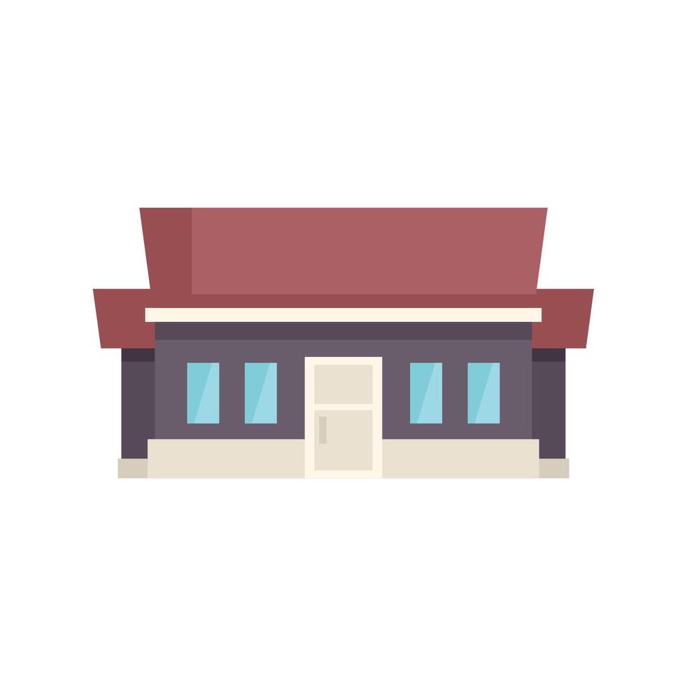 Small modern building with red roof showing minimalist architecture vector