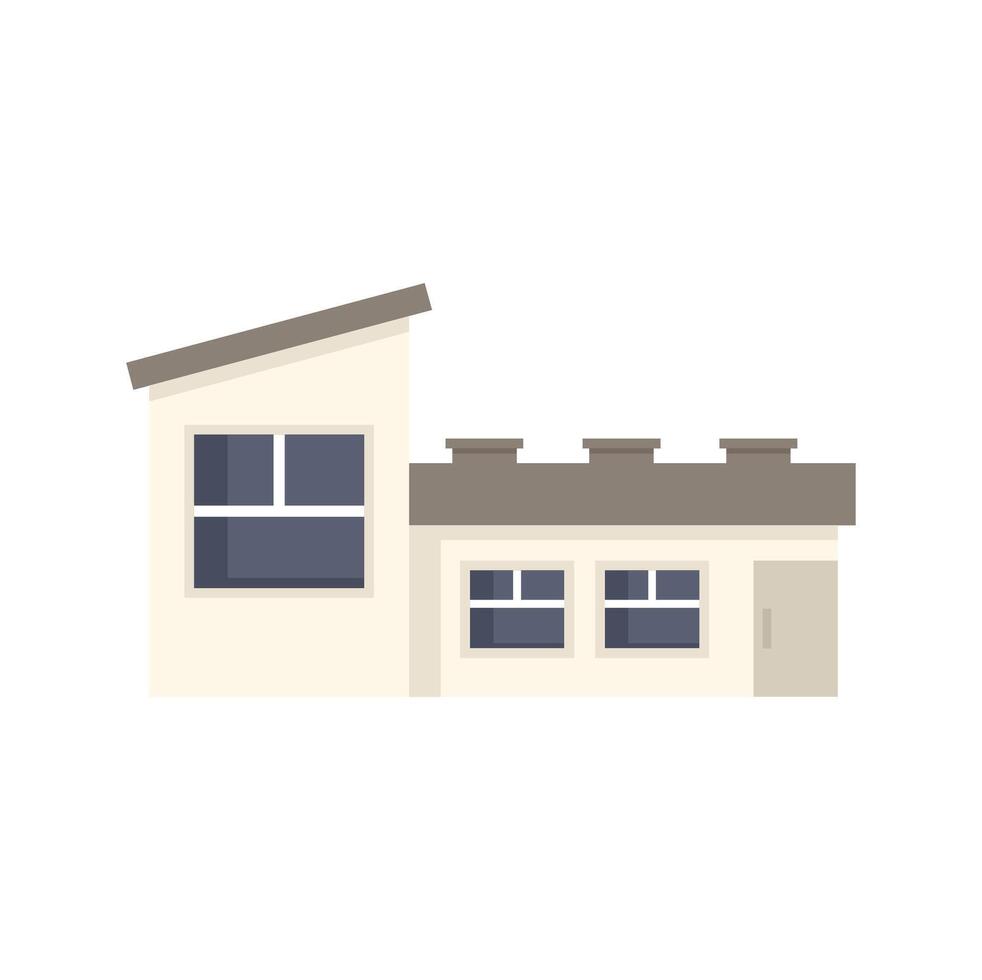 Modern suburban house with garage and sloped roof featuring multiple windows for sale or rent vector