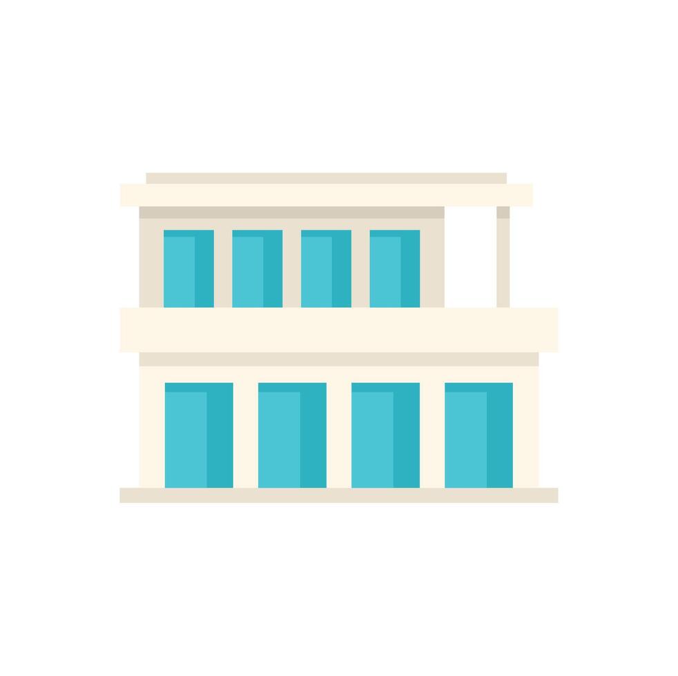 Modern two story building with balcony featuring large windows and minimalist design vector