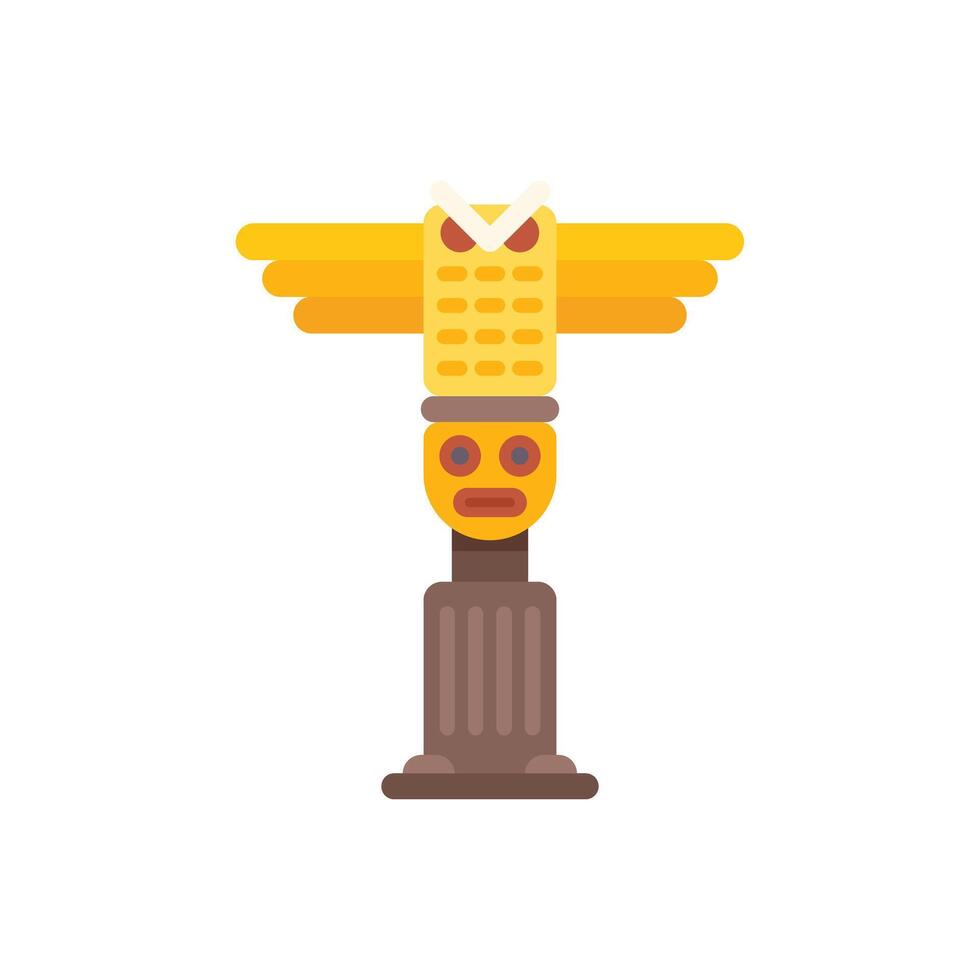Traditional first nations totem pole standing isolated on white background vector