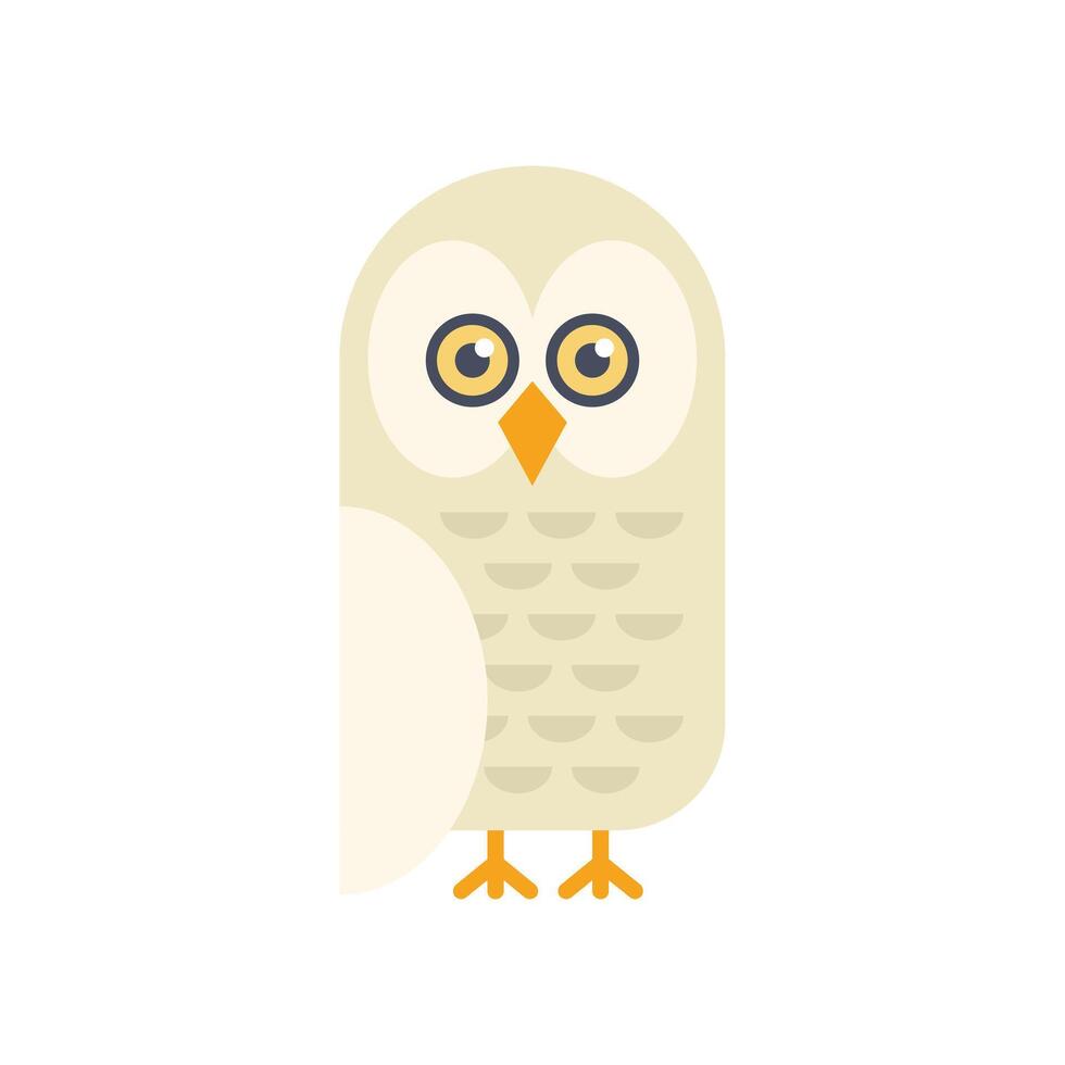 Cute white snowy owl standing looking forward vector