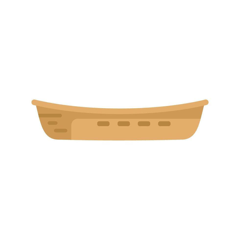 Wooden empty canoe floating on white background vector