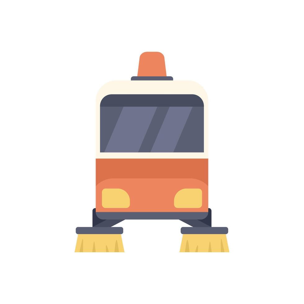 Street cleaning machine maintaining city road hygiene with rotating brushes vector