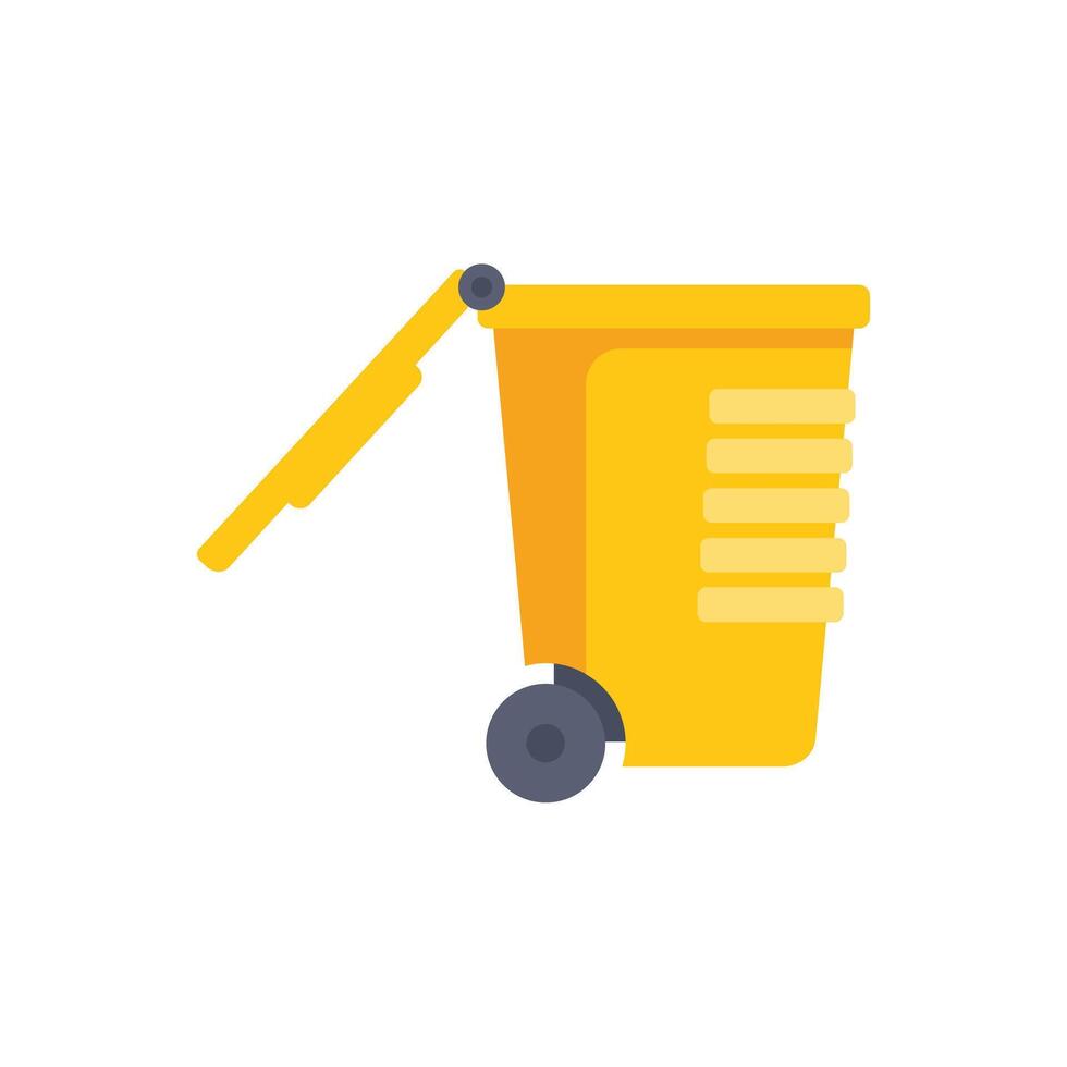 Yellow wheelie bin open lid recycling trash garbage vector