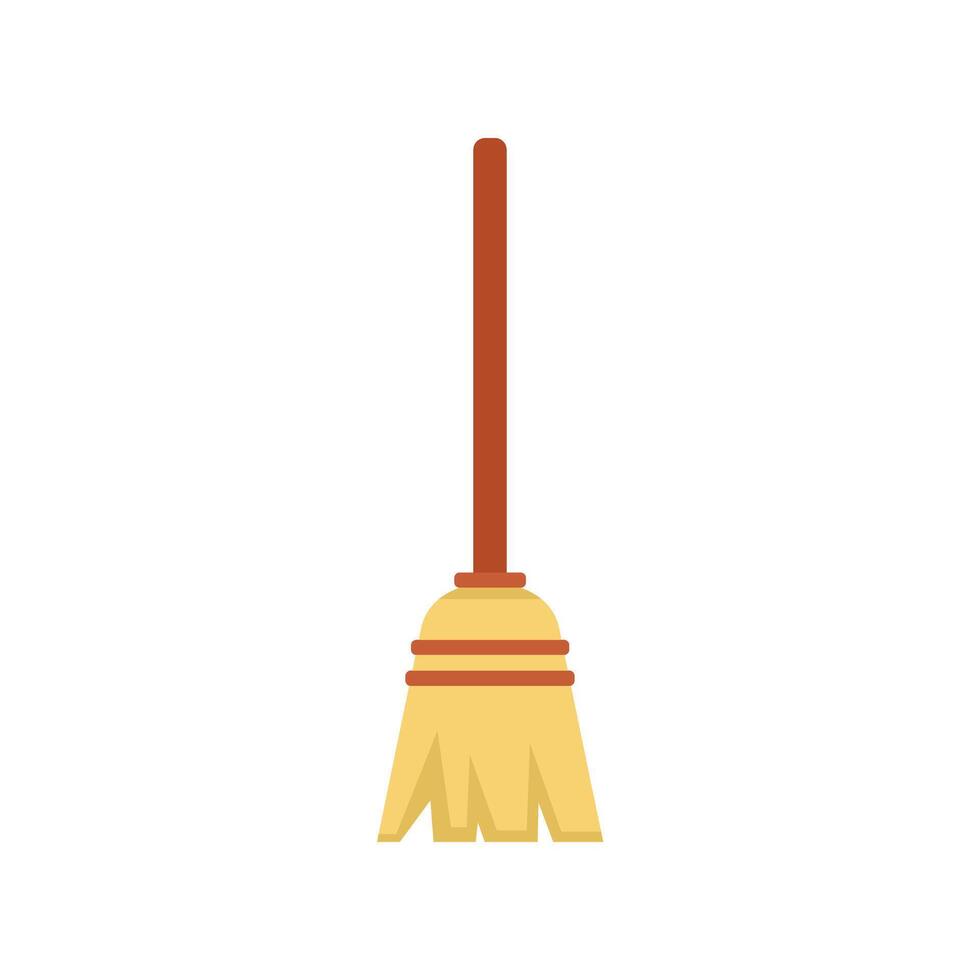 Classic straw broom standing upright for cleaning vector