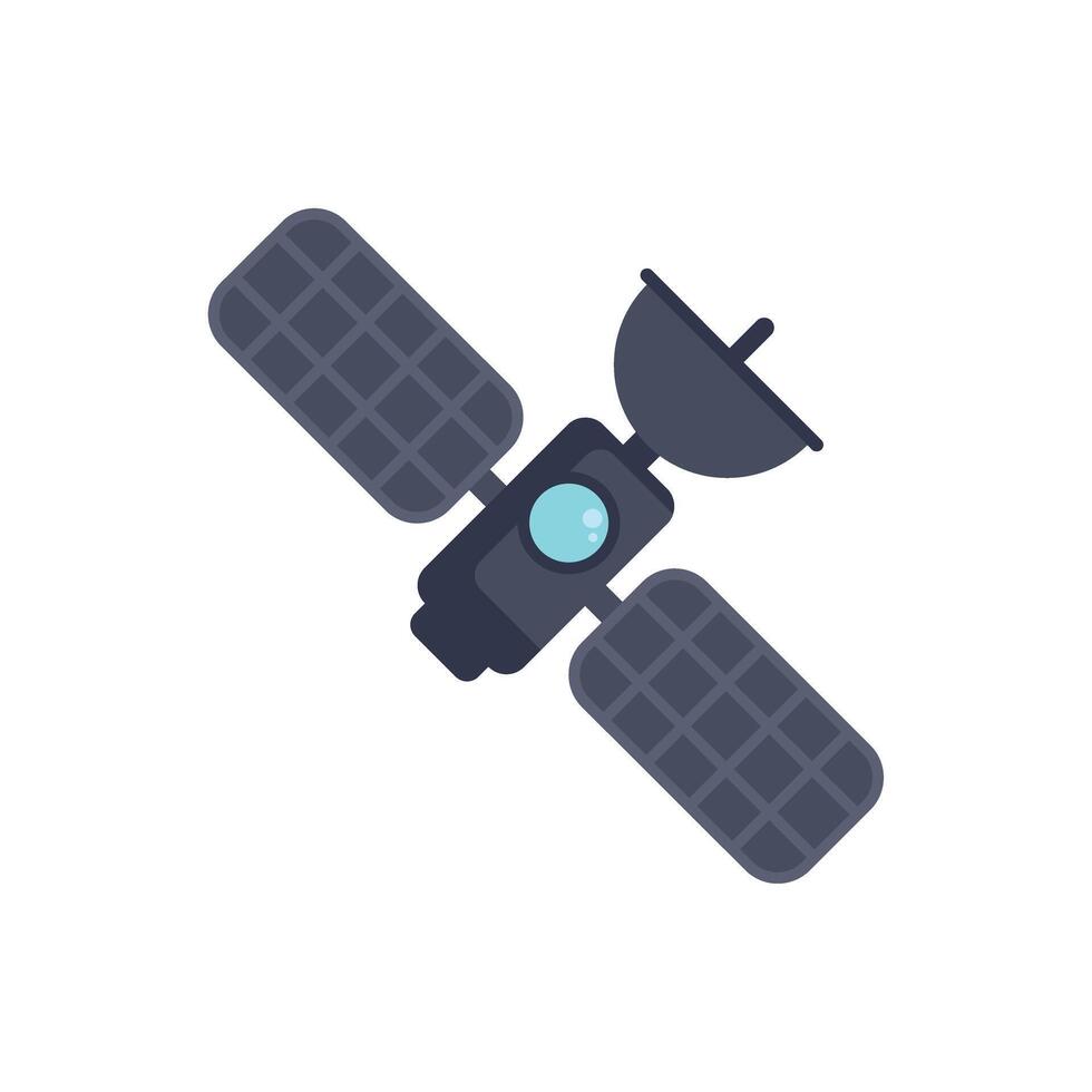Space satellite orbiting earth transmitting signals vector