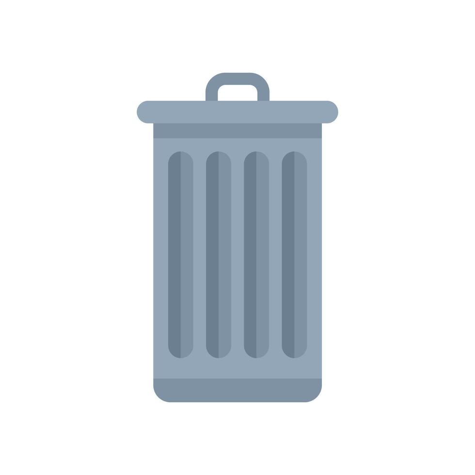 Metal trash can standing up with closed lid vector