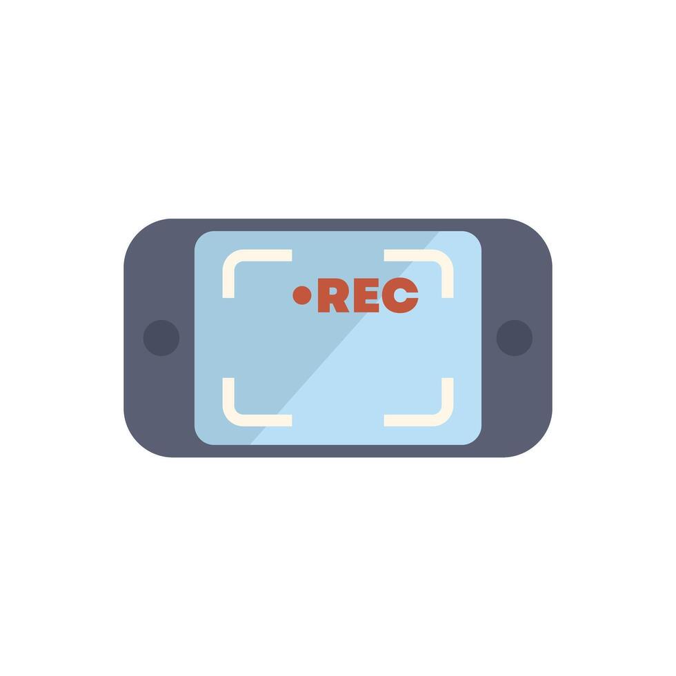 Smartphone recording video with rec symbol displayed on screen vector