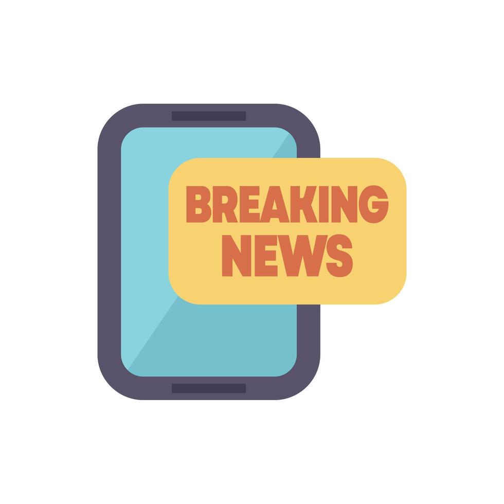 Smartphone showing breaking news alert on screen vector